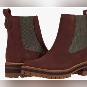 Timberland Womens Courmayeur Valley Chelsea Boot Burgundy Nubuck NEVER WORN
